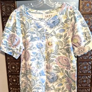 NWOT LOFT Floral Short Sleeved Sweatshirt (Medium)